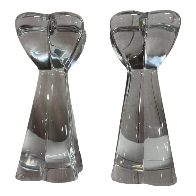 Vintage Baccarat France "Diomede" Clover Crystal Candlesticks - A Pair For Sale