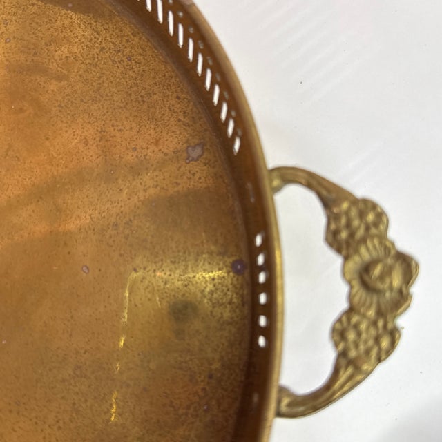 Art Deco Style Brass Round Tray