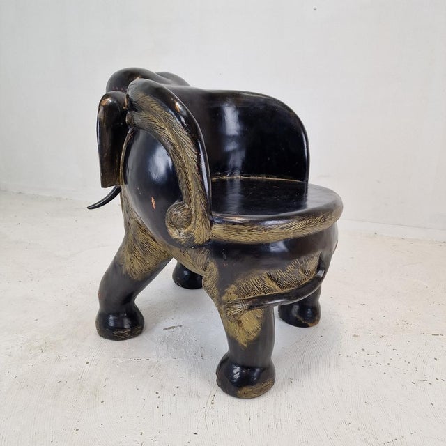 Asian Wooden Elephant Chair, 1900s For Sale - Image 12 of 18