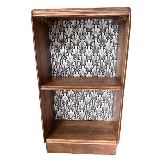 Art Deco Solid Walnut Low Bookcase Nightstand / Side Table, Restored Antique For Sale