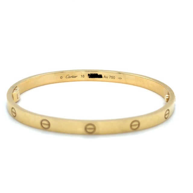 Cartier, Love Medium Model Bangle Bracelet, 18k Yellow Gold, Size 18 For Sale In Chicago - Image 6 of 9