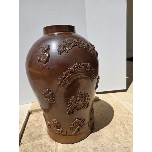 Brown Extra Large Antique English Stoneware Storage Jar For Sale - Image 8 of 18