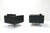 Contemporary Minimalist Black Leather Swivel Club Chairs, 1990s, Set of 2 For Sale - Image 3 of 11