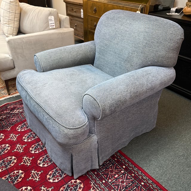 Custom Design Roll Arm Chair + Ottoman For Sale - Image 9 of 11
