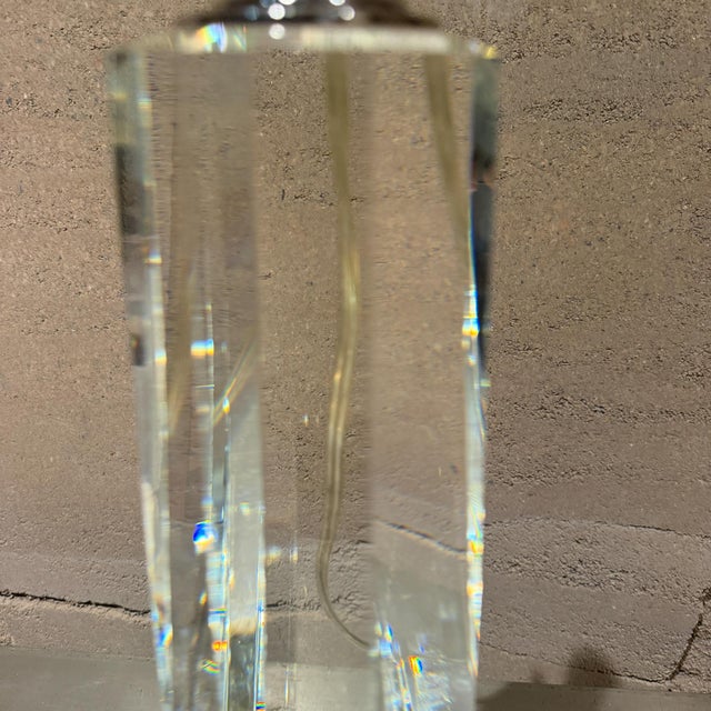 Contemporary Clear Crystal Obelisk Table Lamp Modern Contemporary For Sale - Image 3 of 7