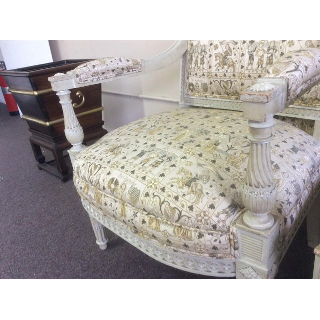 French Carved and Painted Armchairs With Portraits - a Pair For Sale - Image 9 of 13