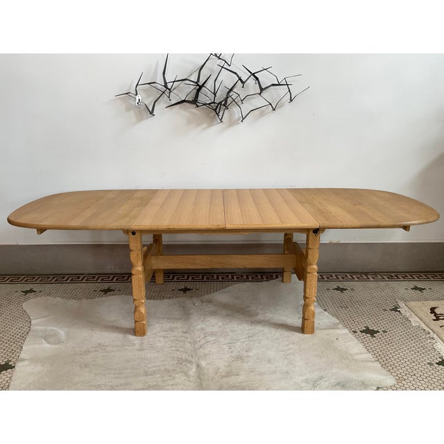 1970s Danish Brutalist Extendable Oak Dining Table in the Style of Henning Kjærnulf For Sale - Image 10 of 16