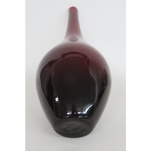 Ruby Red Ruby Red Teardrop Art Glass Vase Hand Blown Mid Century Modern Style 5083b For Sale - Image 8 of 13