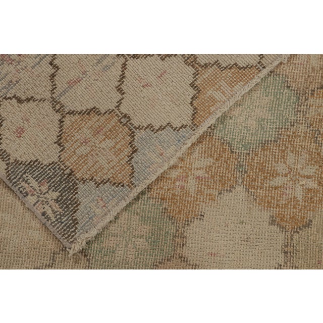 Textile Vintage Zeki Muren Rug in Beige-Brown Trellis Patterns, by Rug & Kilim For Sale - Image 7 of 8