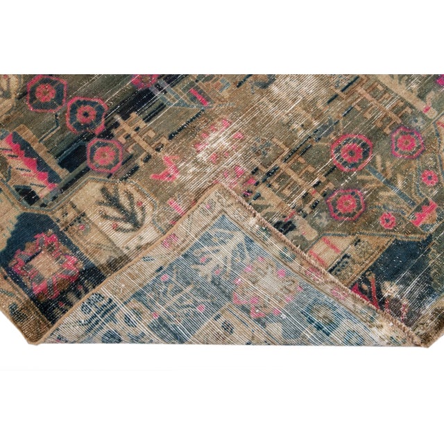 Shabby Chic Vintage Handmade Scatter Wool Rug For Sale In New York - Image 6 of 13