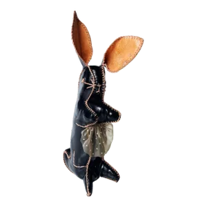 French Mid-Century Children's Stuffed Animal Toy Bunny With Apron