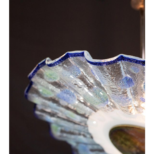 Blue Murano Glass Pendant in the Shape of a Fan, 1970s For Sale - Image 6 of 12