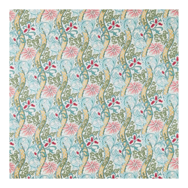 Morris & Co. Cornflower Fabric in Rose/Woad - a sample For Sale