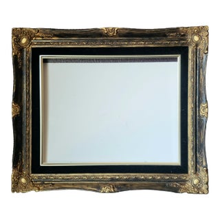 Vintage Mid-Century Baroque Style Solid Wood Frame With Black Velvet Liner – Fits 11x14 Art For Sale