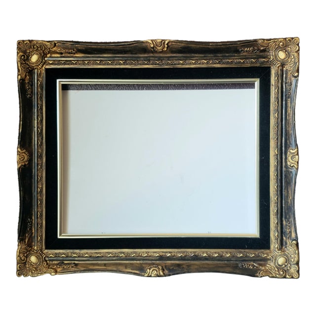 Vintage Mid-Century Baroque Style Solid Wood Frame With Black Velvet Liner – Fits 11x14 Art For Sale