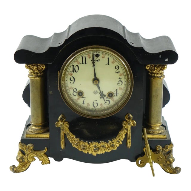Late 19th Century Antique Mantel Clock by Ansonia Clock Co For Sale