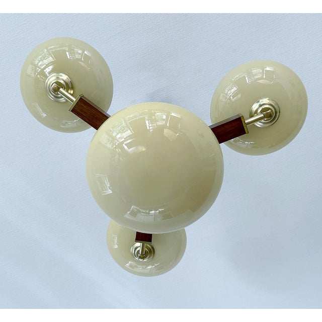 Art Deco Pendant Light in Wood & Glass, 1930s For Sale - Image 10 of 16