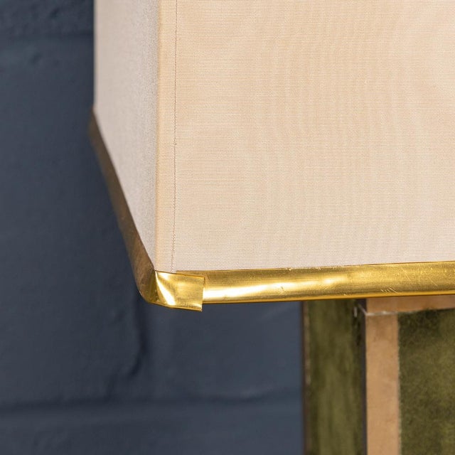 Beige Vintage Italian Brass and Green Felt Lamp, 1970 For Sale - Image 8 of 11