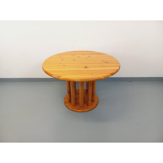 Vintage Scandinavian Pine Round Dining Table with Extensions in the style of Rainer Daumiller, 1970s For Sale - Image 11 of 18