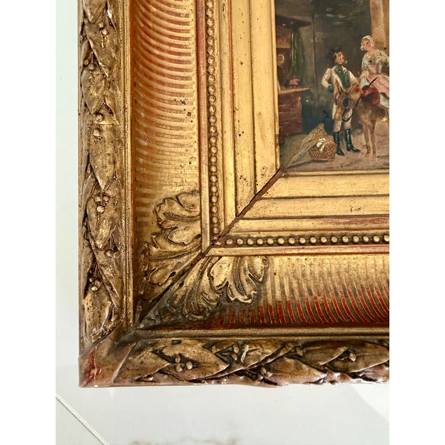 Weiss 19th Century French OIl Painting on Wood Panel in Original Gilt Frame For Sale - Image 4 of 11