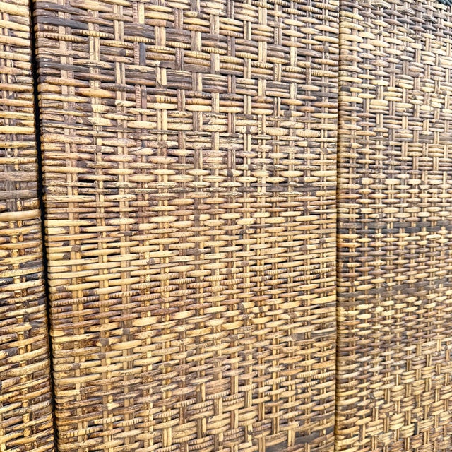 Late 20th Century Boho Chic Wicker Room Divider/Screen - 3 Panels For Sale - Image 5 of 6
