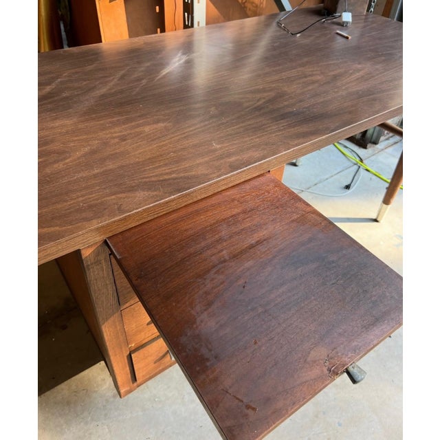 Up for consideration is a beautiful vintage large and heavy wooden MCM style desk. This would look lovely in your home,...