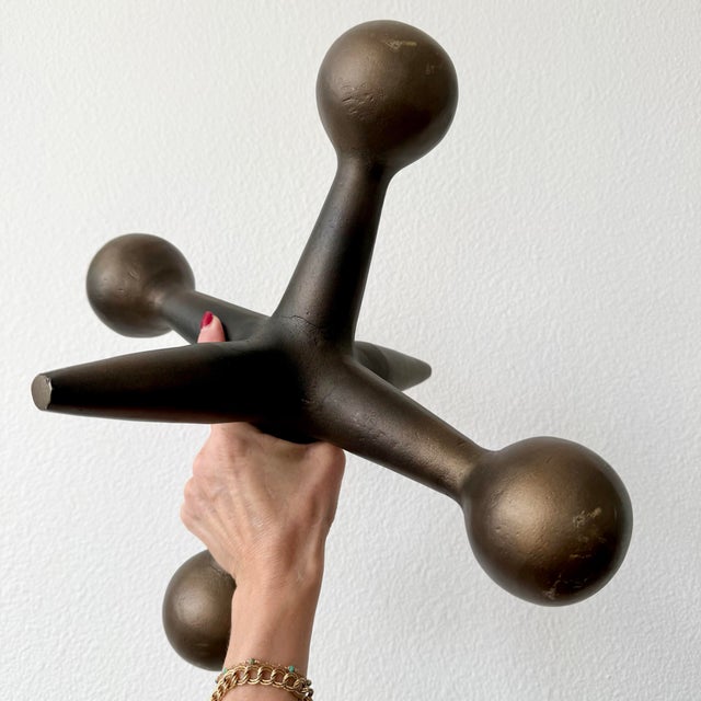 Metal Giant Mid Century Modern Bill Curry Jax Jacks Bookend Doorstop 11” - 13” Vintage For Sale - Image 7 of 9