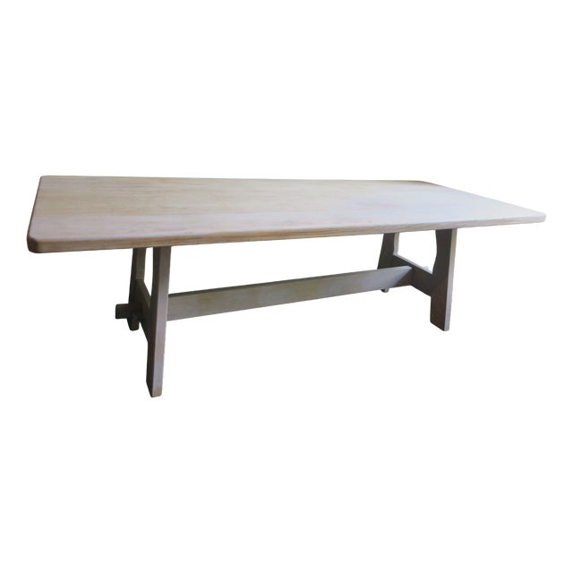 Large Farmhouse Dining Table in Limed Oak, 1950s For Sale