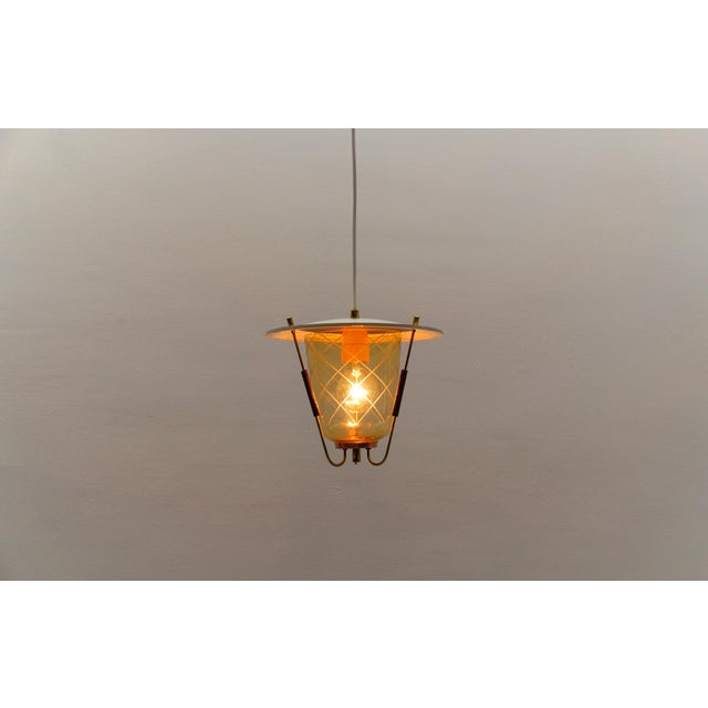 Mid-Century Modern Copper, Brass and Glass Ceiling Lamp, 1950s For Sale - Image 9 of 16