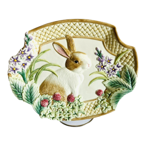 Vintage Mid-Century Modern Fitz & Floyd Majolica Easter Bunny Platter