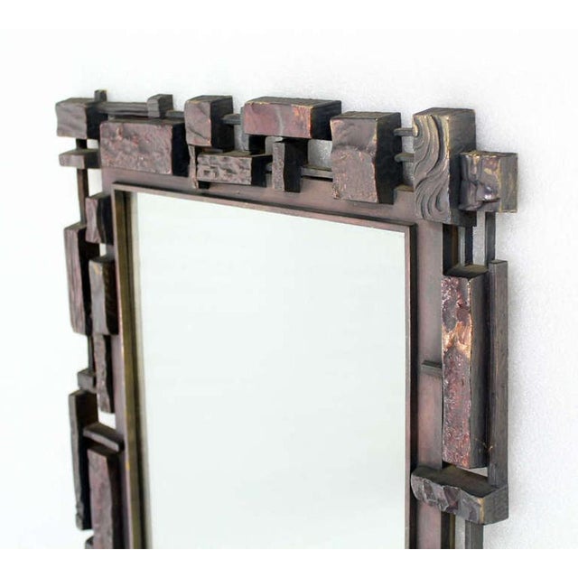 Rectangle Mid Century Modern Cityscape Brutalist Style Frame Wall Mirror For Sale - Image 9 of 10