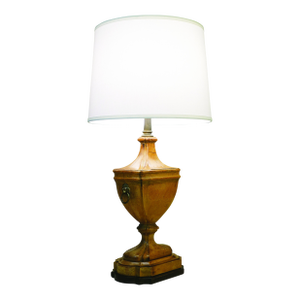 1960s Frederick Cooper Hollywood Regency Neoclassical Modern French Empire Trophy Urn Maple Wood Brass Table Lamp