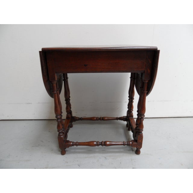 Antique Oak Dropleaf Side Table, 1890s For Sale - Image 4 of 9