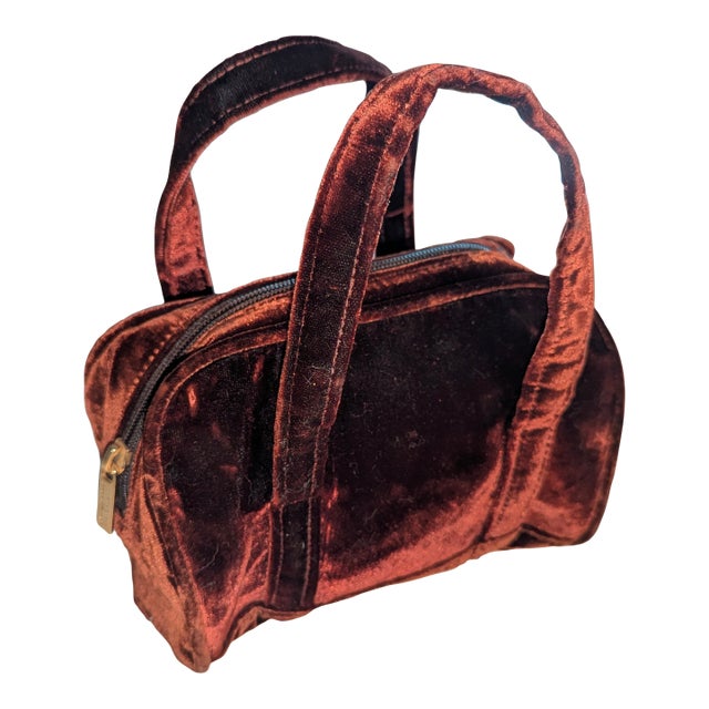'80s Ruby Red Velvet Minimalist Mini Bag For Sale