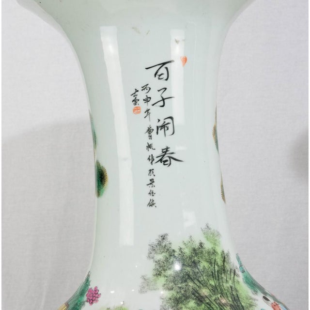 Vintage Chinese Cantonese Canton Porcelain Vases Urns, Set of 2 For Sale - Image 6 of 10