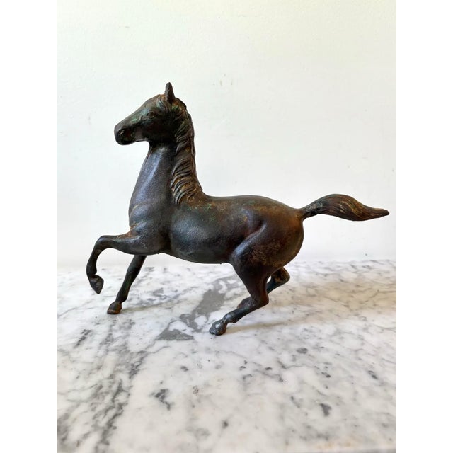 Vintage Bronze Galloping Horse Sculpture For Sale - Image 4 of 6