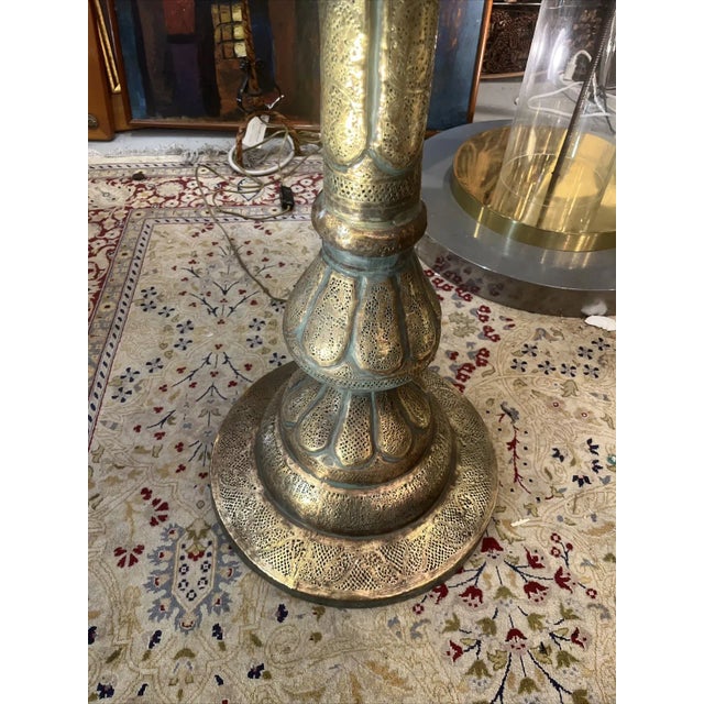 1920s 1920s Moroccan Brass Persian Floor Lamp For Sale - Image 5 of 12
