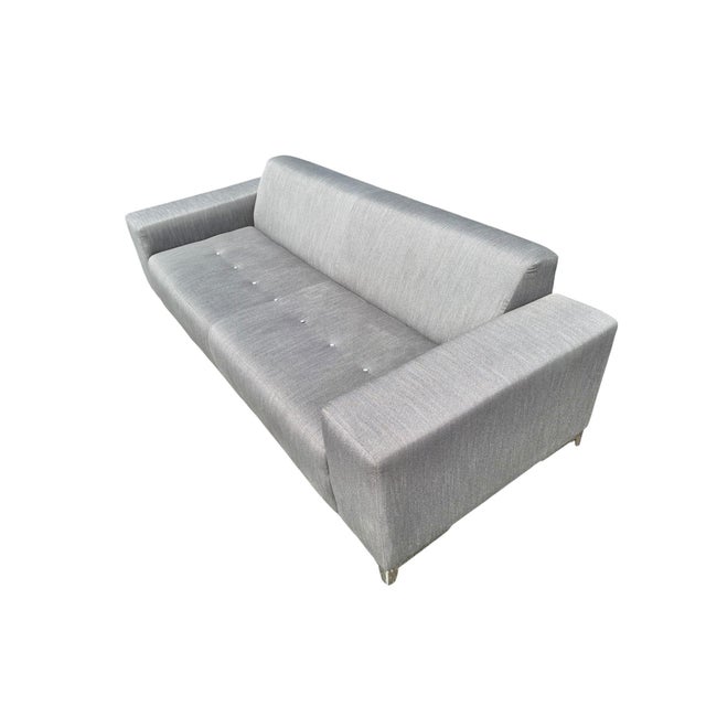 Metal Modern Thayer Coggin Silver Upholstered Sofa For Sale - Image 7 of 9