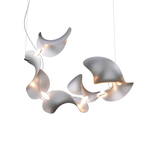 Dune 6 Spiral Chandelier with Silver Anodized Shades by Daniel Becker For Sale - Image 12 of 12
