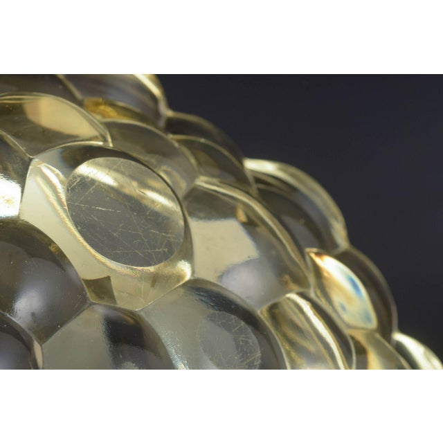 Yellow Pressed-Glass Bowl with Art Deco Ornamentation by Pierre Davesn, 1930s For Sale - Image 3 of 5