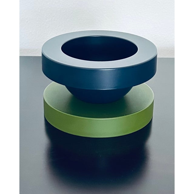1990s Ettore Sottsass "Basilico Compote 141" in Indigo Blue & Cedar Green for MaruTomi, 1997 For Sale - Image 5 of 5