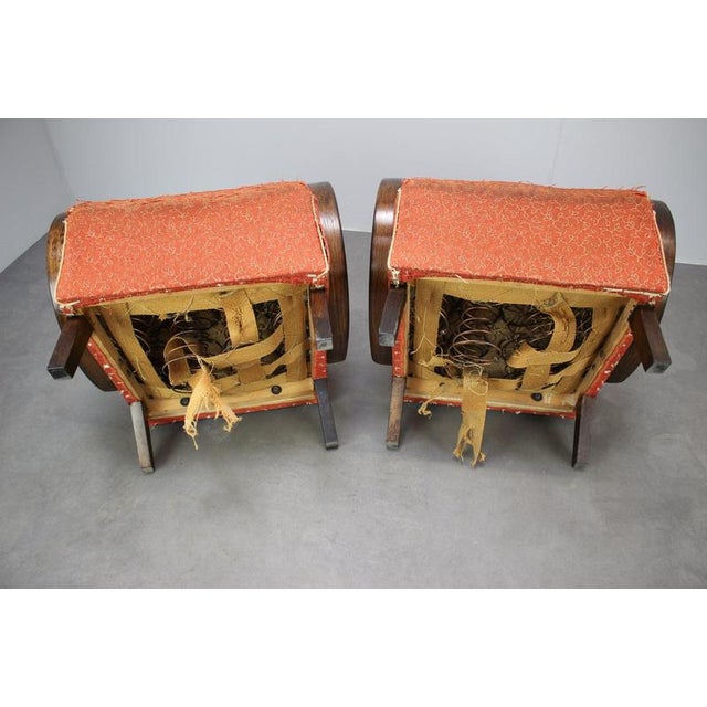 Czechoslovak Lounge Chairs in Orange Upholstery by Jindřich Halabala, 1930s, Set of 2 For Sale - Image 13 of 16