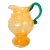 Vintage Blown Glass Urn Pitcher With Orange Swirl Glass and Green Applied Handle For Sale