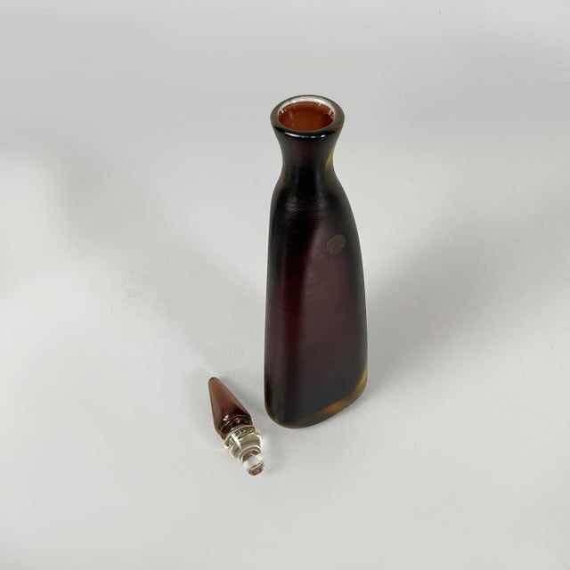 Italian Modern Red and Gray Murano Glass Bottles with Caps attributed to Venini, 1990s, Set of 2 For Sale - Image 3 of 17