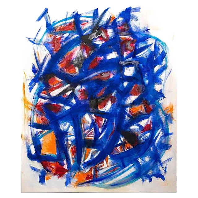 Giorgio Lo Fermo, Blue and Orange Match, Oil on Canvas, 2020 For Sale