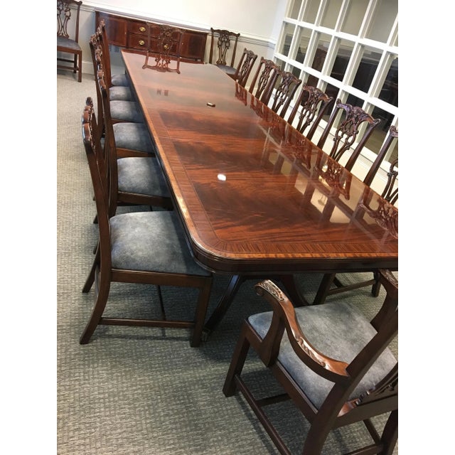 Multi-Banded 14 Ft. Mahogany Regency Style Dining Table by Leighton Hall. Made-To-Order For Sale - Image 10 of 10