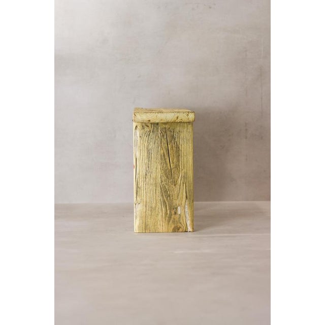 Rustic Vintage Rustic Square Elm Wood Stool For Sale - Image 3 of 7