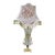 Romantic French Crystal Table Lamp – Blush Pink Shade With Gold Leaf & Hanging Crystal Details For Sale
