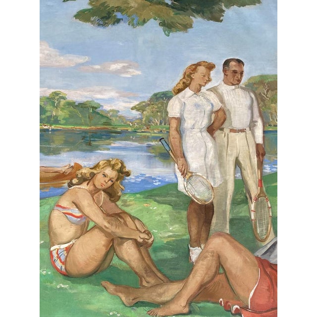 Paul Girol, Landscape, 1955, Large Oil on Canvas For Sale - Image 4 of 9