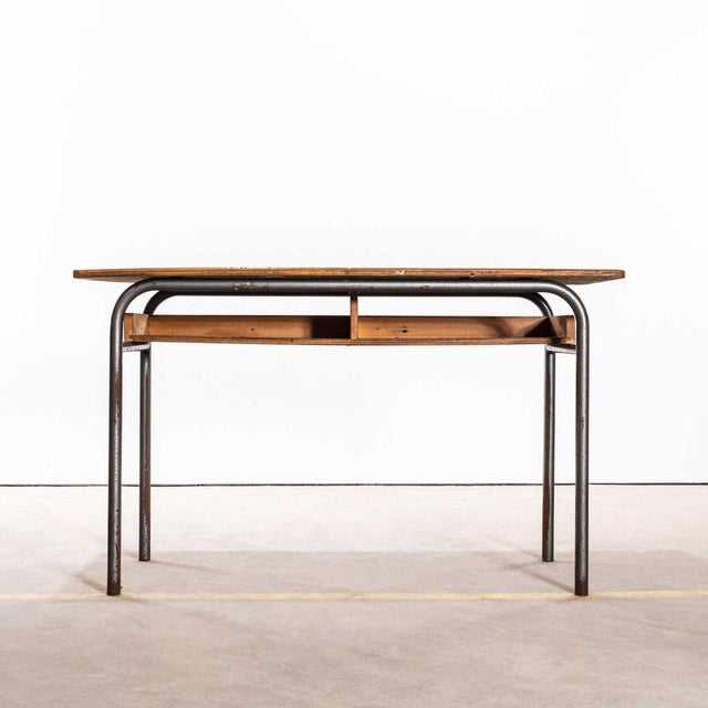 Silver Mid-Century French Double School Desk or Console Table from Mullca, 1960s For Sale - Image 8 of 8